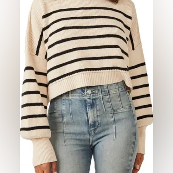 Free People Easy Street Stripe Rib Crop Sweater - Picture 3 of 8